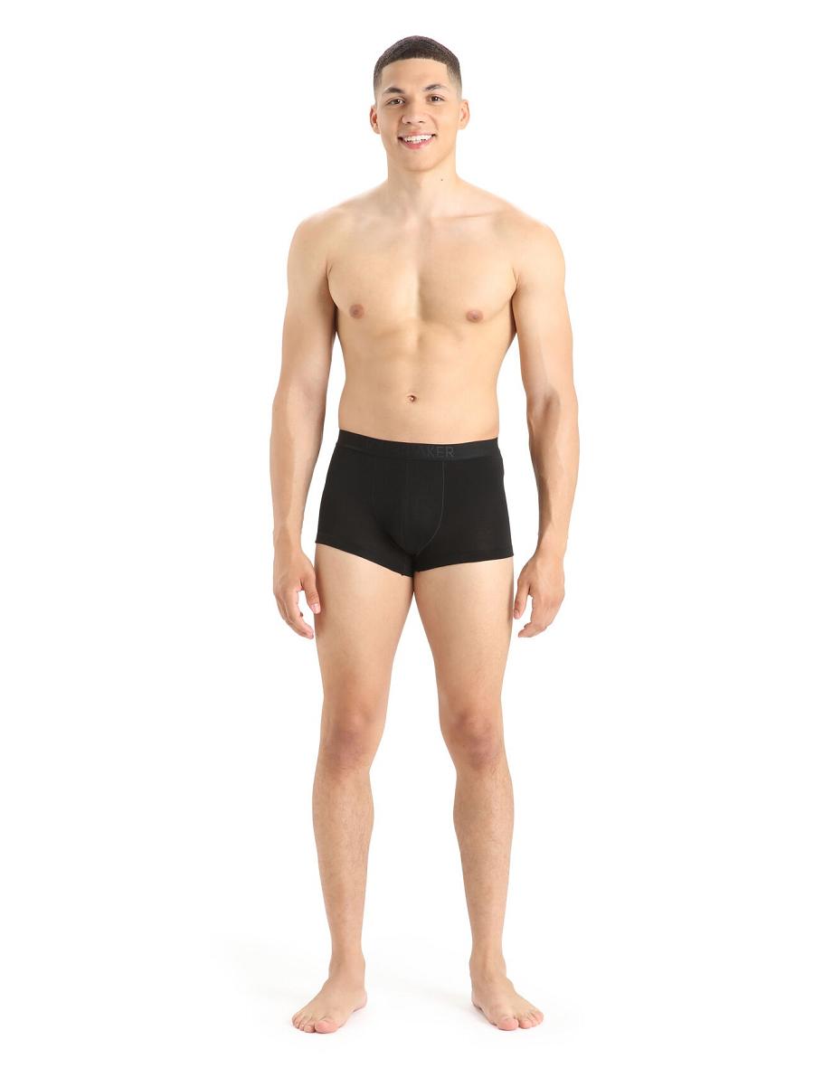 Men's Icebreaker Cool-Lite™ Merino Anatomica Trunks Underwear Black | CA 1657VRWD